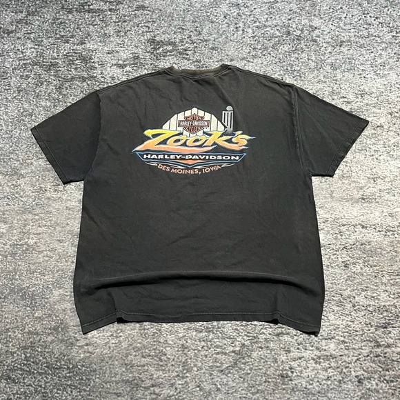 Harley Davidson T Shirt Mens XL Black Faded Vintage Y2K Double Sided Graphic - Picture 2 of 11